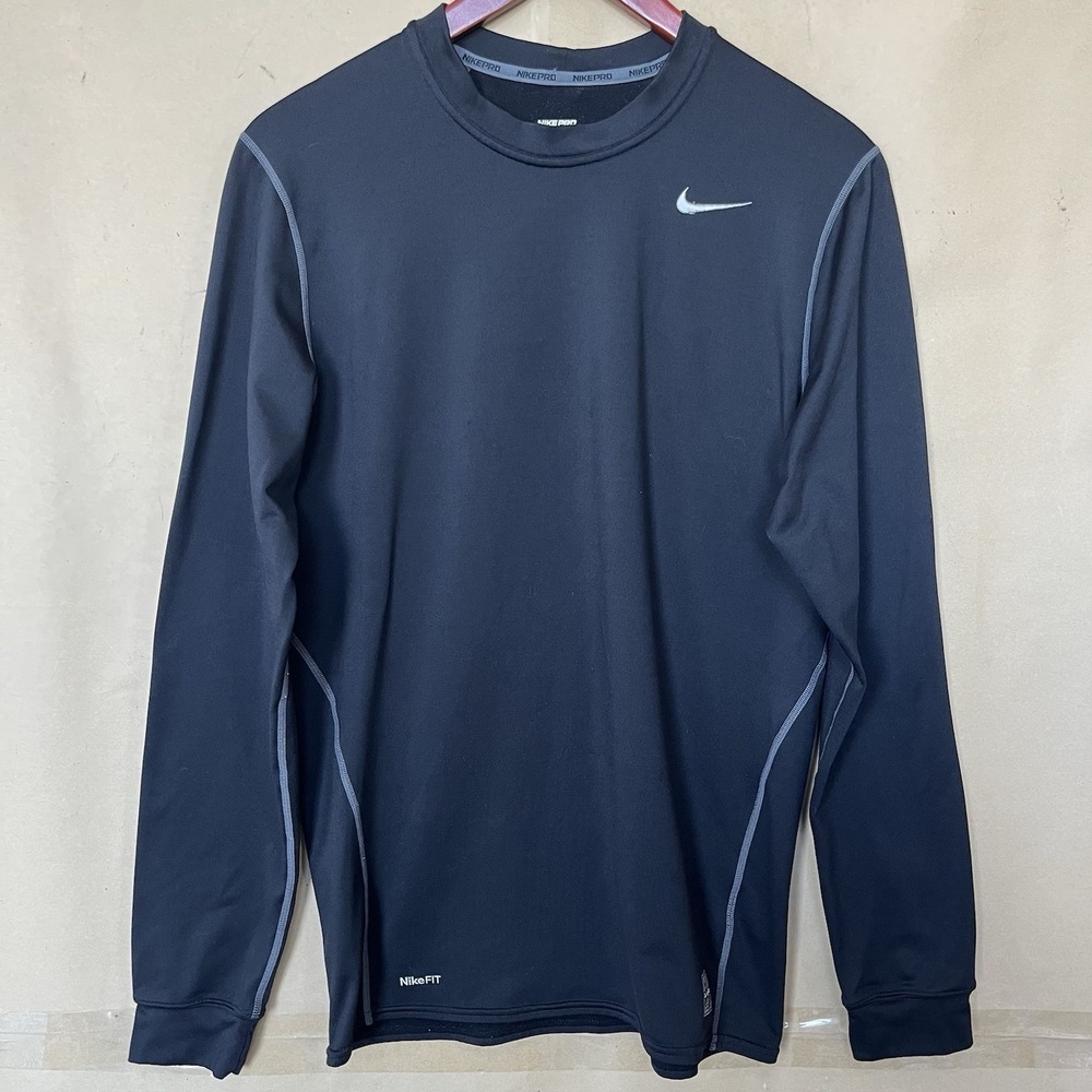 Nike Pro Shirt Long Sleeve Adult Large Black NikeFIT Mock Neck Training Workout